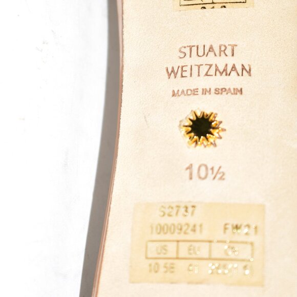 $500 STUART WEITZMAN NUDISTSONG 4" PATENT LEATHER ADOBE nude SANDAL 10.5 (PC2) - Picture 7 of 7